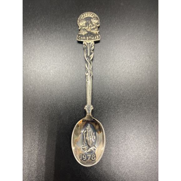 Vintage 1978 CHRISTMAS Silver Plate Souvenir COLLECTIBLE Kids Praying Hands - Picture 12 of 12